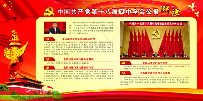 中国共产党第十八届四中全会公报解读(210X297)cdr矢量模版下载