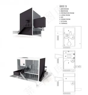 冷色系现代建筑3D模型