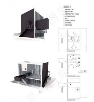 冷色系现代建筑3D模型