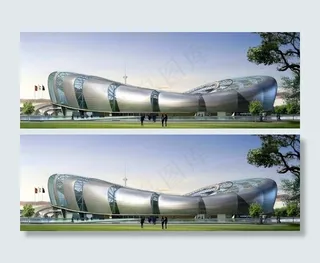 体育馆建筑模型psd分层效果图图片