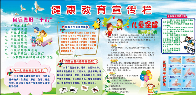 健康教育宣传栏图片psd模版下载