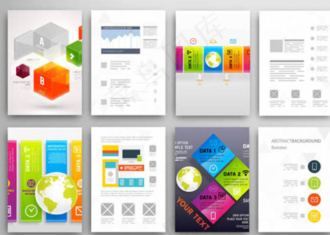 绚丽缤纷宣传单页图片eps,ai矢量模版下载