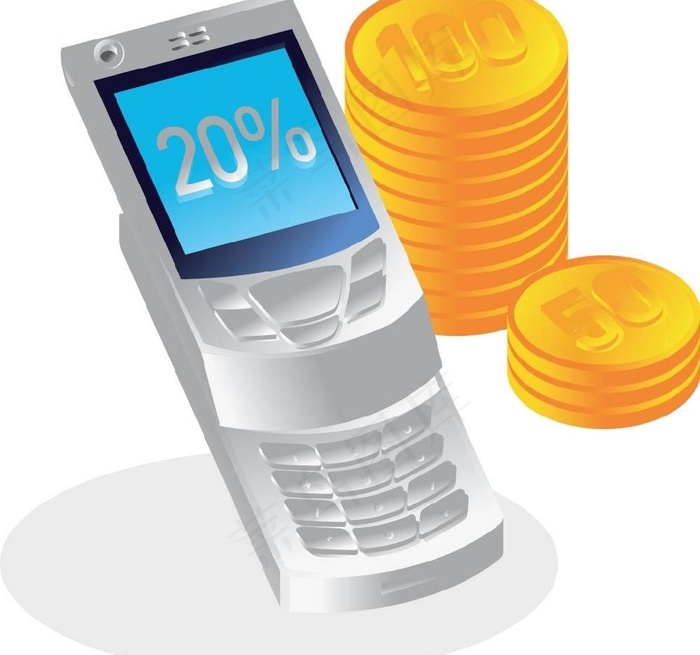 滑盖手机 金币图片ai矢量模版下载
