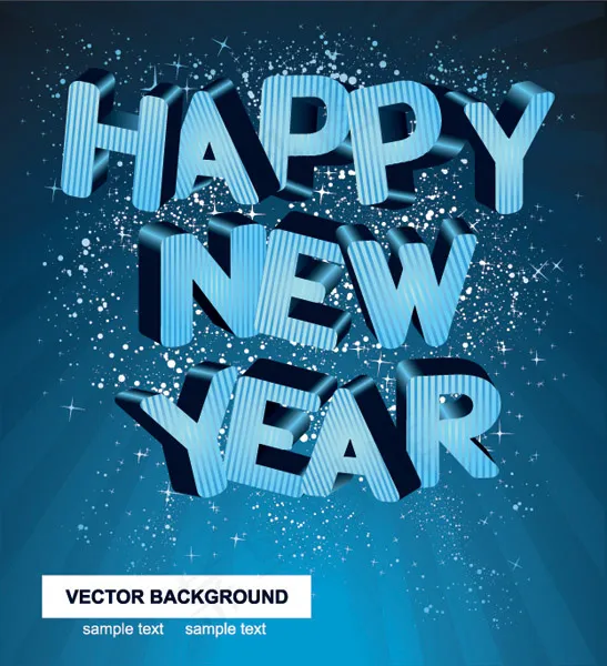 3D新年快乐矢量