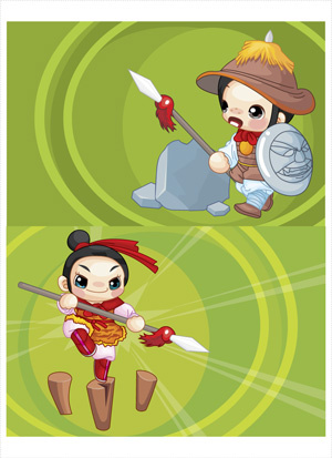 卡通练武的小孩