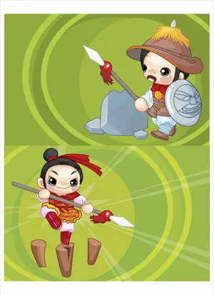 卡通练武的小孩ai矢量模版下载