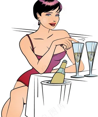 夏日喝美酒的性感贵妇图片