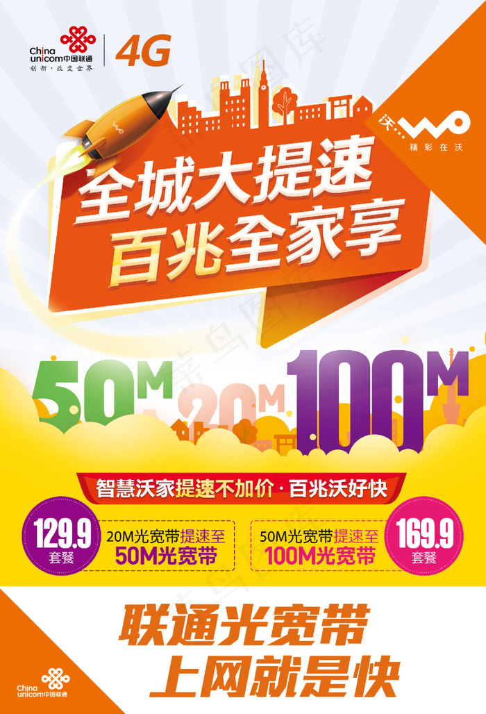 智慧沃家百兆全城提速海报