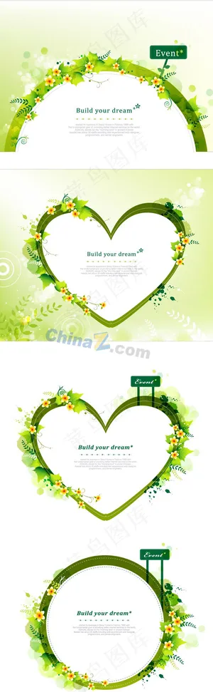 浪漫鲜花装饰框矢量图 浪漫鲜花装饰框矢量图