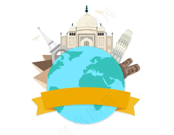 手绘蓝色地球元素ai矢量模版下载