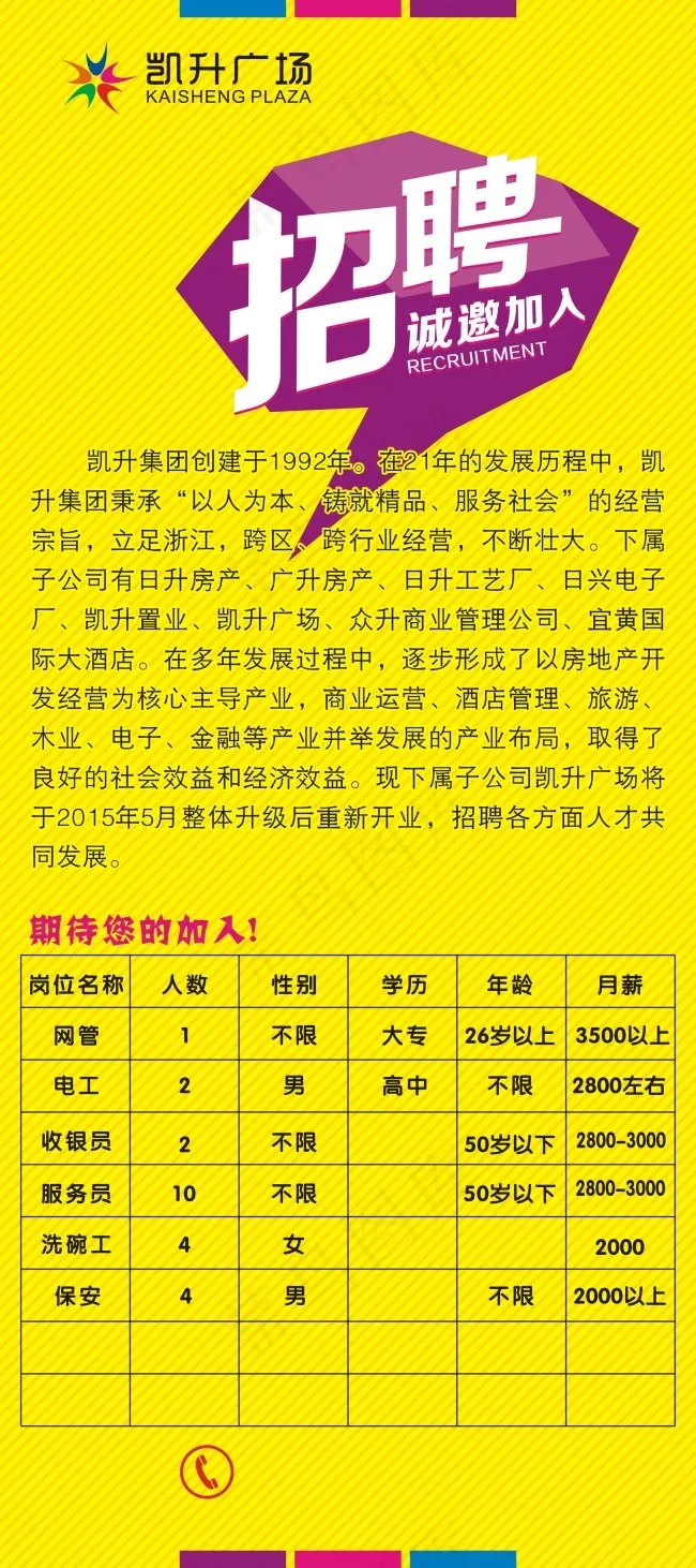 凯升广场招聘海报cdr矢量模版下载