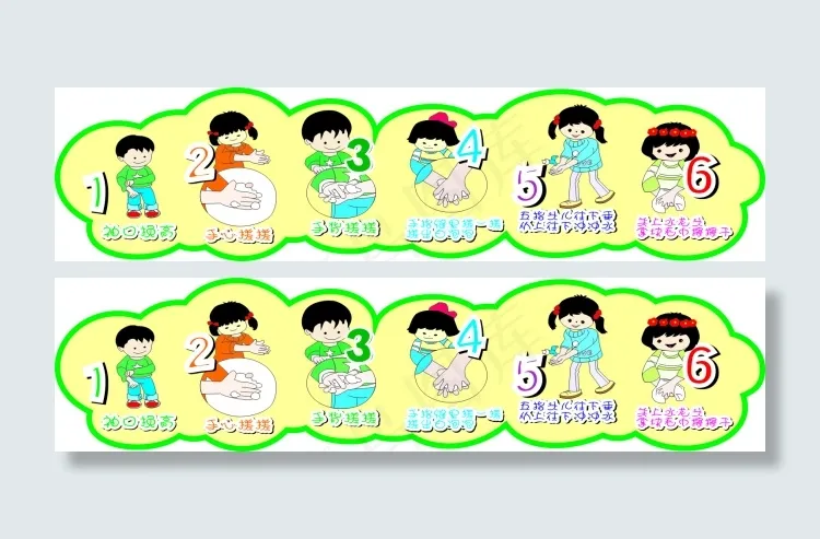 幼儿洗手步骤图cdr矢量模版下载