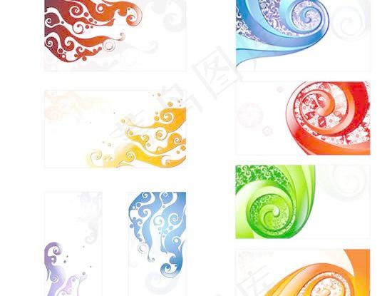 螺旋浪花火焰图案矢量图ai矢量模版下载