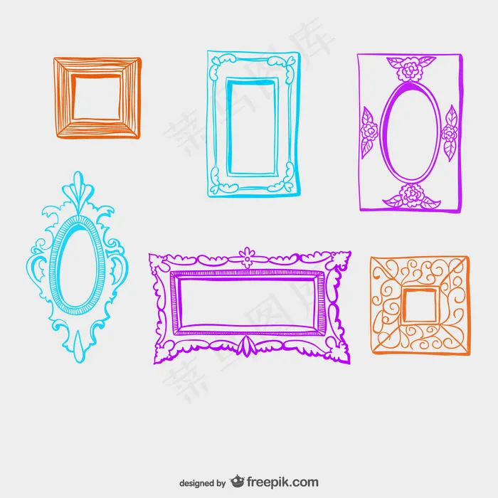 彩色复古相框ai矢量模版下载