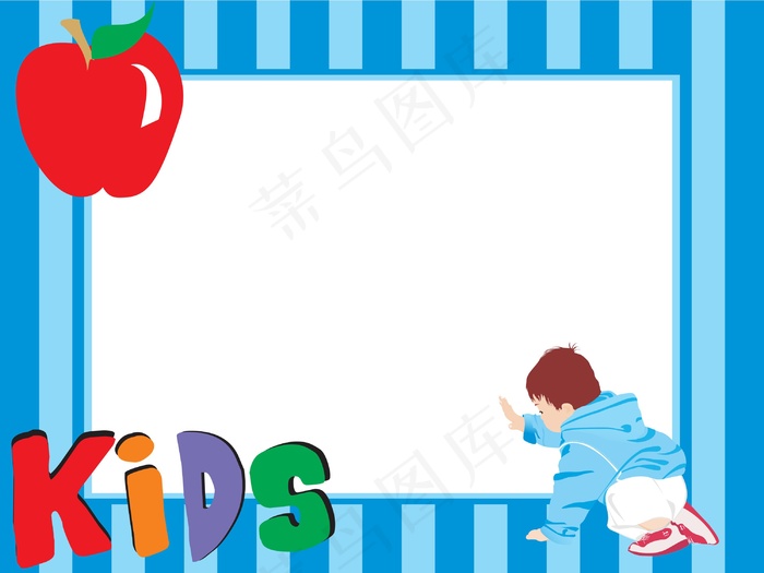 苹果和孩子抽象的蓝色框eps,ai矢量模版下载