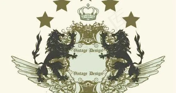 狮子、翅膀、皇冠矢量素材图片