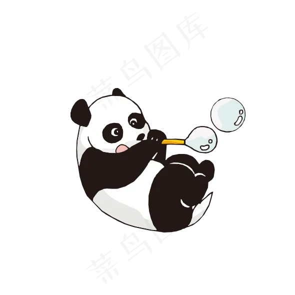 可爱卡通手绘熊猫背景PNG元素素材