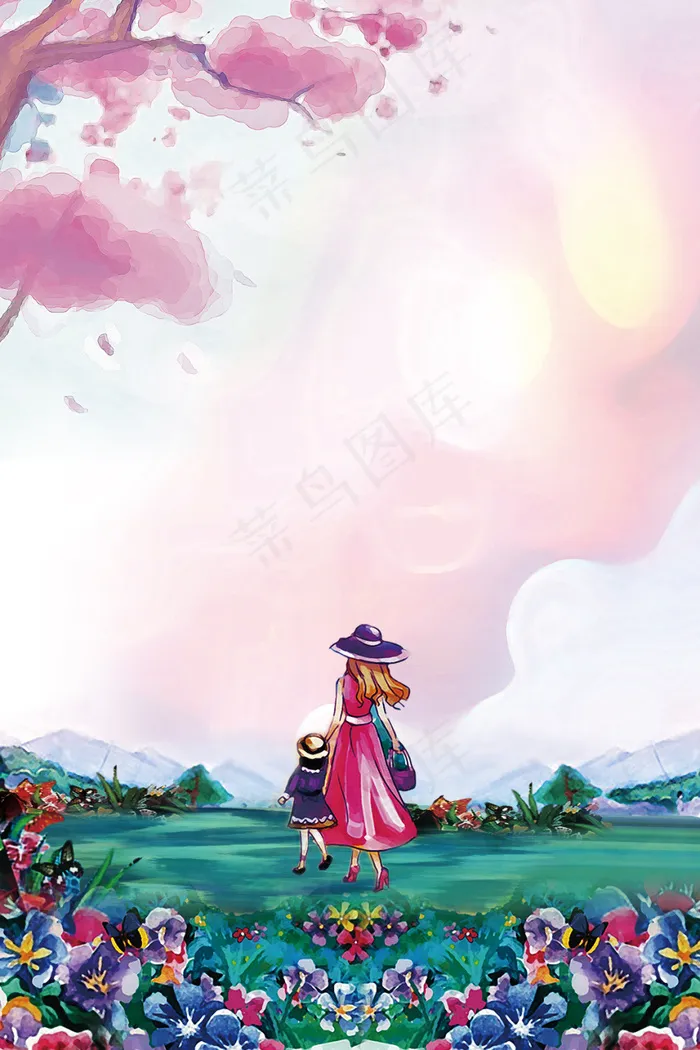花海背景psd模版下载
