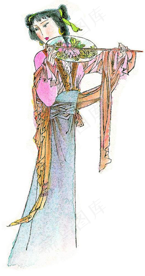 工笔画古代美女png免扣素材