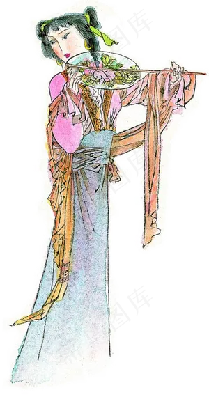 工笔画古代美女png免扣素材