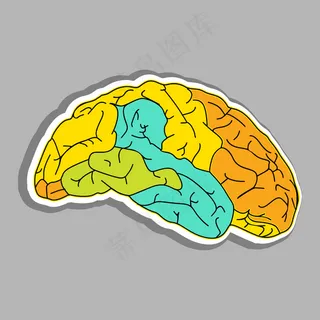 丰富多彩的人类大脑的灰色背景摘要医...