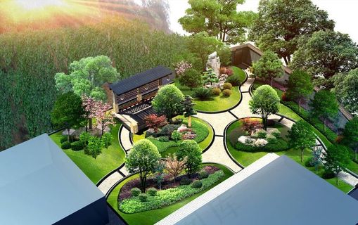 别墅庭院效果图图片