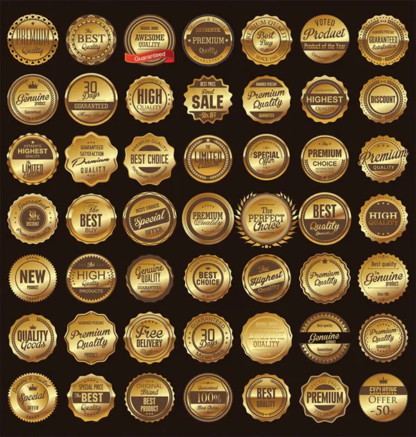 金色华丽标签设计矢量素材eps,ai矢量模版下载