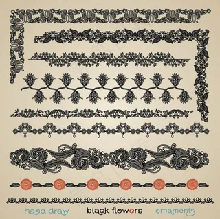 剪纸风格古典花纹矢量素材5