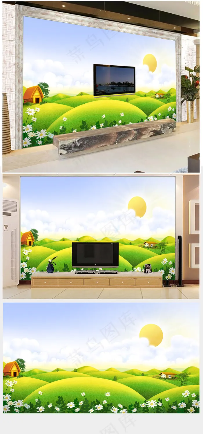 卡通漫画儿童卧室背景墙玄关背景墙漫...(8000X4500(DPI:72))psd模版下载