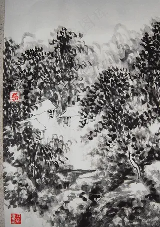 丙官山水局部图片