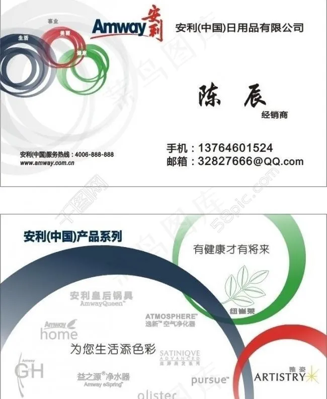 安利名片图片cdr矢量模版下载