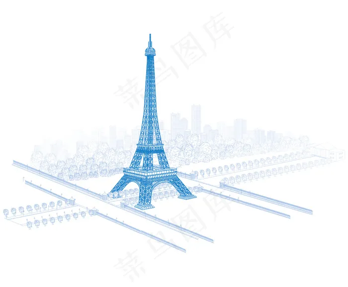 著名建筑线描矢量素材eps,ai矢量模版下载