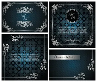 古典银色欧式花纹边框相框EPS矢量...