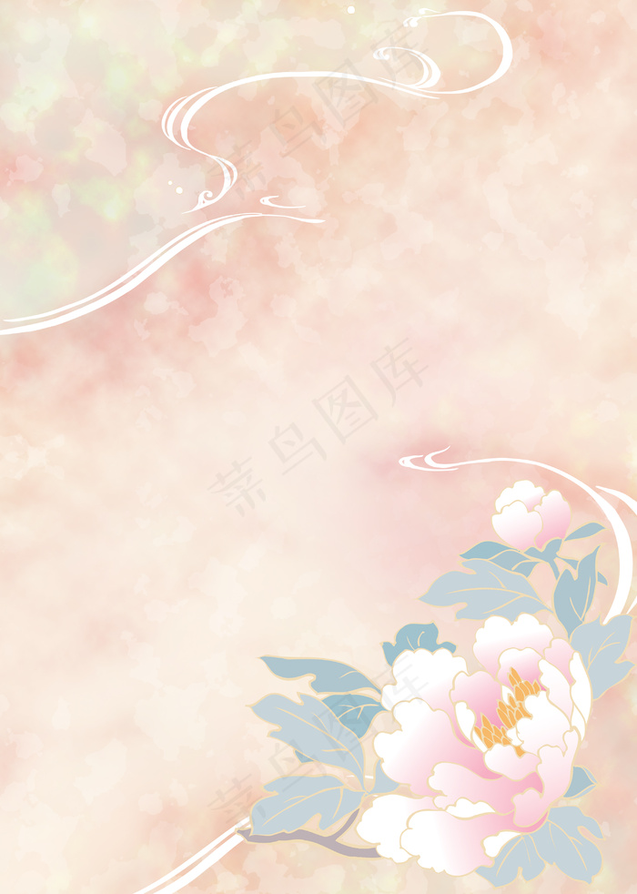 手绘水彩花朵花环海报模板矢量背景素...