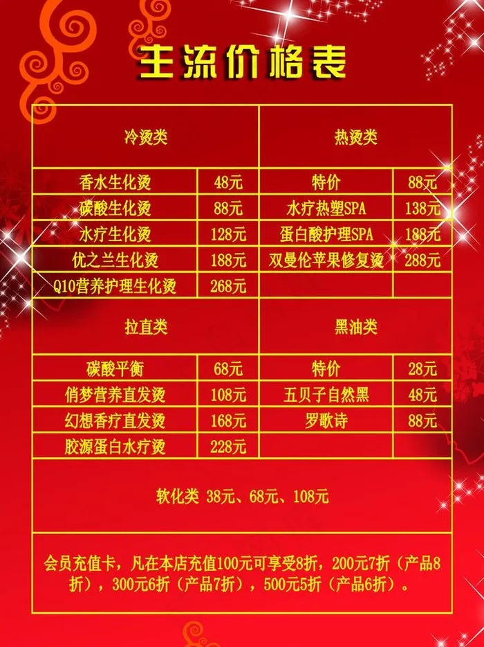 理发店价格表图片psd模版下载