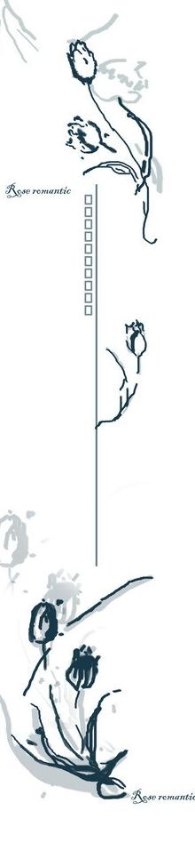 黑色水墨玫瑰花移门图片