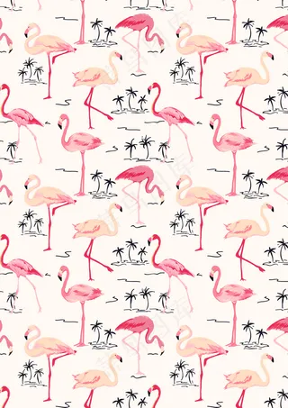 火烈鸟植物花卉背景图案