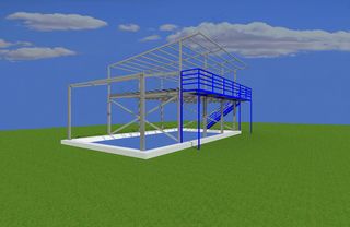 老式二楼彩钢房轻钢结构图图片