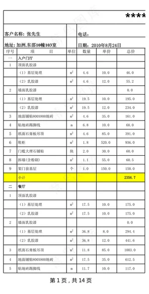 家装预算之装修