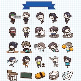 卡通人物节日元素卡通人物小孩子树子...