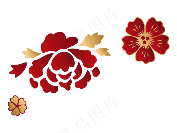 红色精致牡丹装饰素材