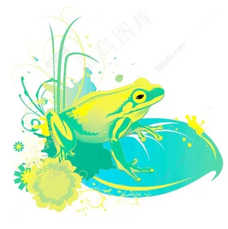 青蛙矢量春天的插图