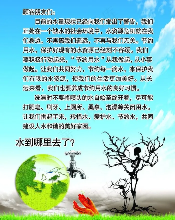 节约用水展板图片psd模版下载