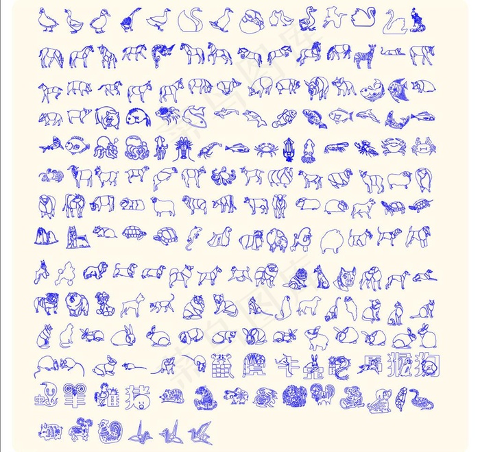 手绘矢量动物图片