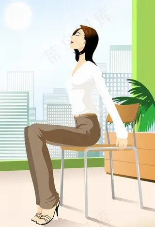 美女健身美体矢量图-办公室运动22