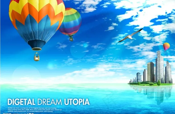 海洋与天空创意广告素材图片psd模版下载