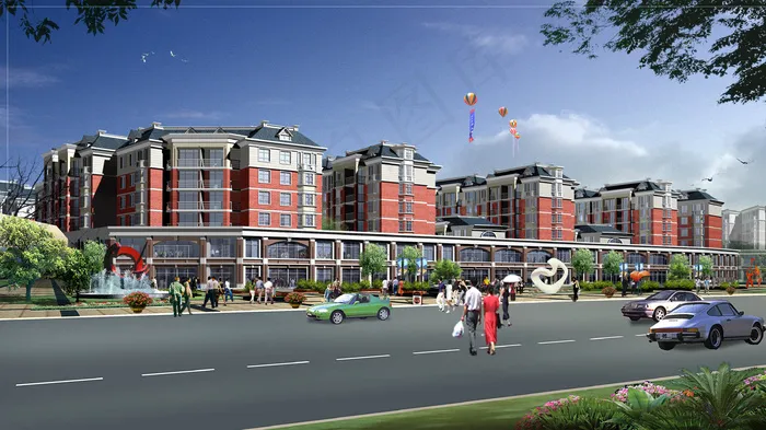 沿街建筑外立面效果图图片