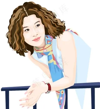 卡通清新时尚可爱卷发美女