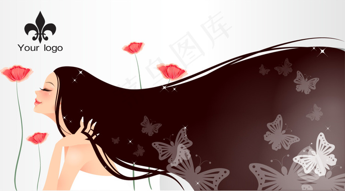 时尚插画单页名片(1772X984(DPI:500))psd模版下载