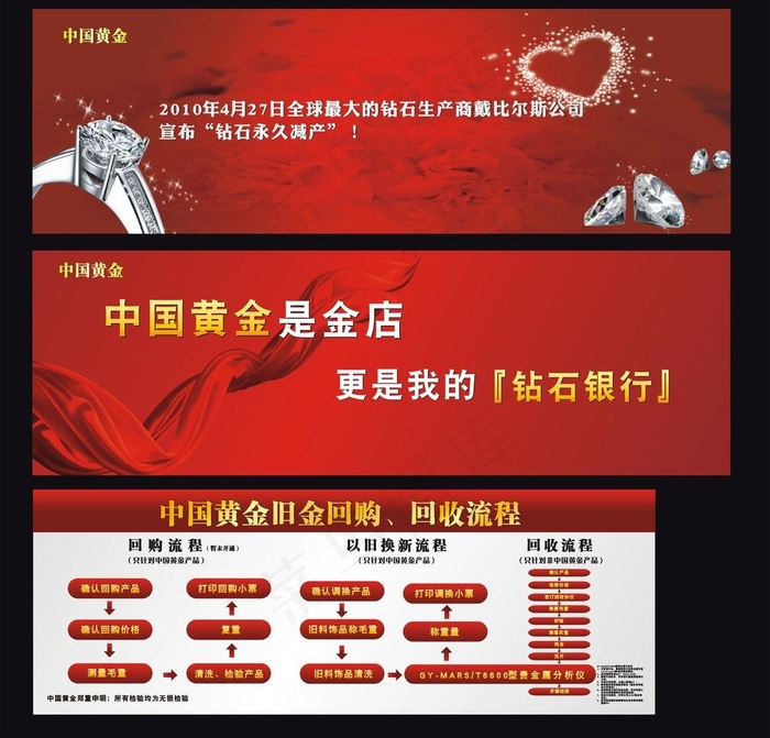 中国黄金 钻石橱窗柜台图片cdr矢量模版下载